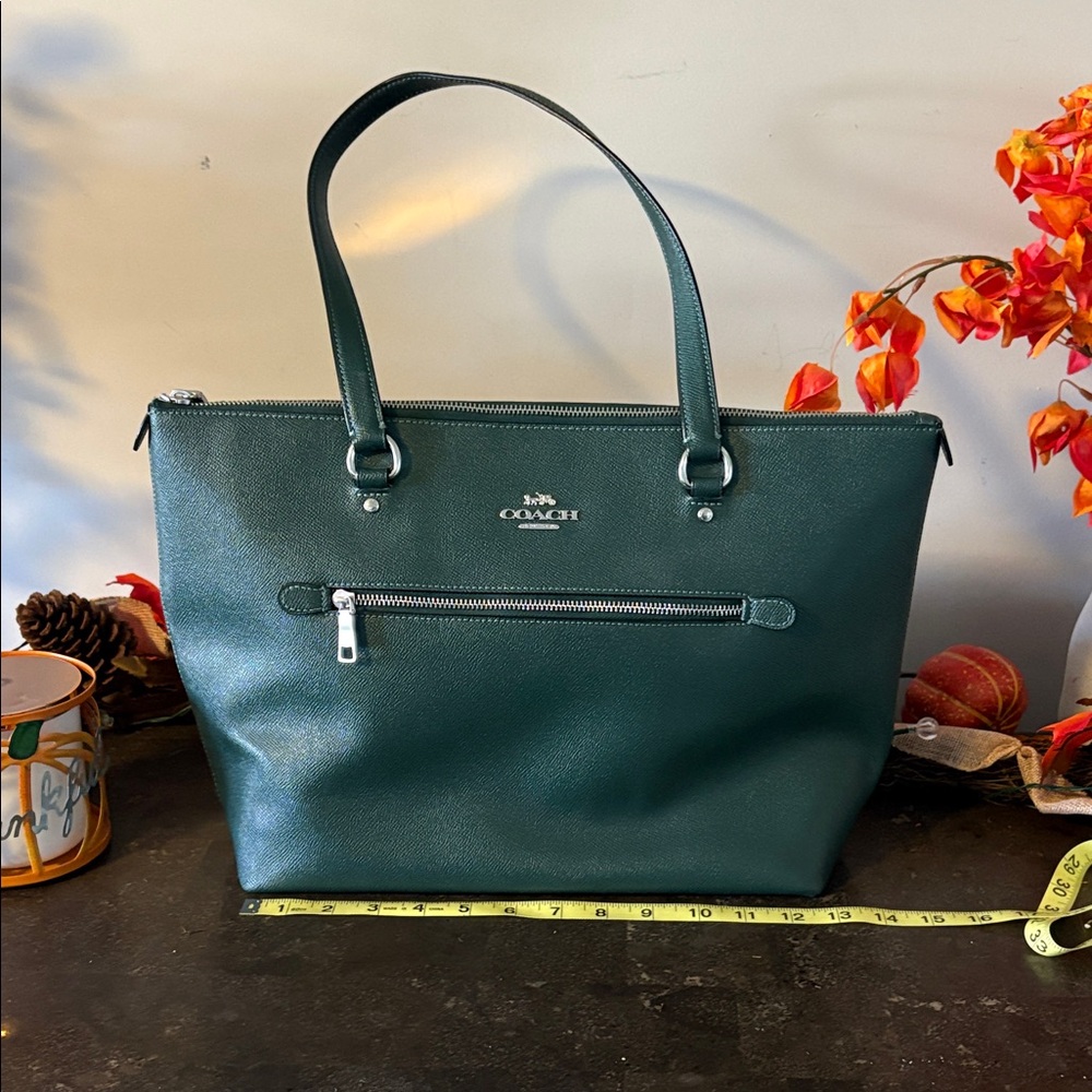 Coach Dark Green Leather Tote